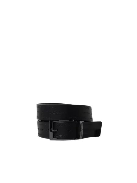 Emporio Armani Pasek skórzany dwustronny czarny