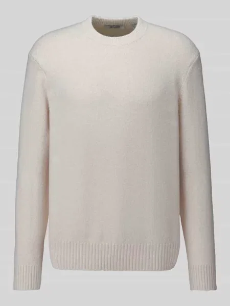 Sweter o kroju relaxed fit z mieszanki bawełny z dodatkiem wełny model ‘JAMES’ Only & Sons biały