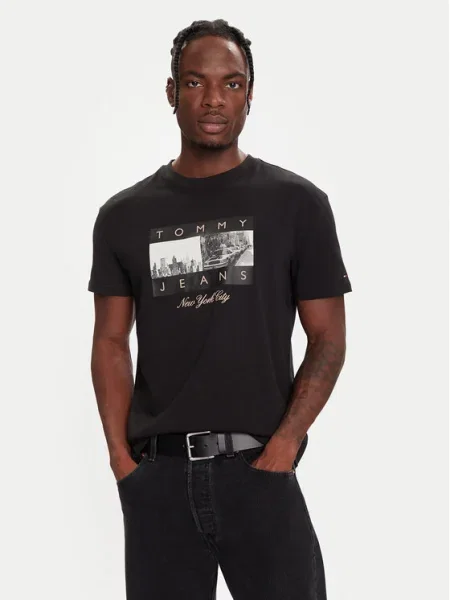 Тениска Tommy Jeans с принт черно