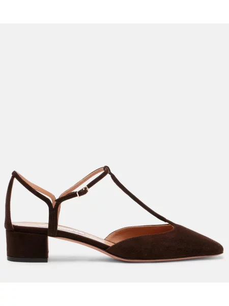 Pantofi cu toc Aquazzura din piele de căprioară maro