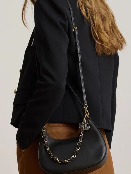 Кожаная сумка хобо Lauren Ralph Lauren