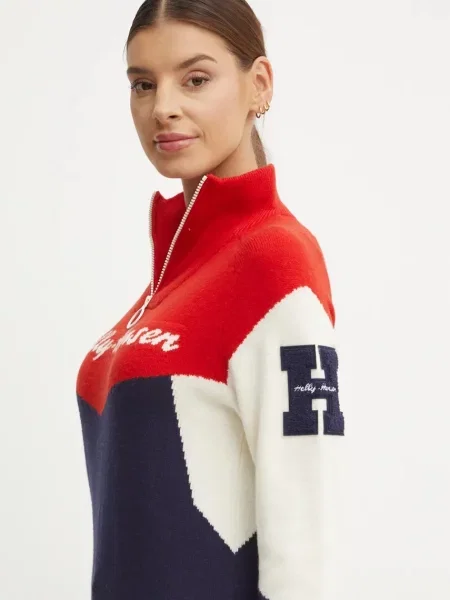 Helly Hansen sweter Apres granatowy ciepły z golfem
