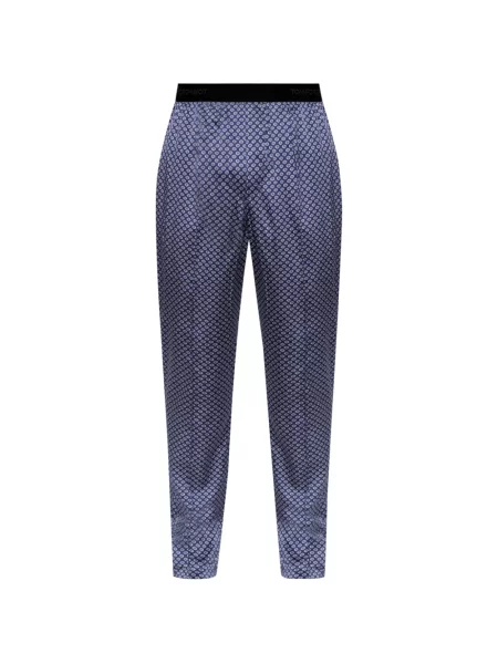 Pijamale Tom Ford de mătase cu imagine cu imprimeu geometric albastru