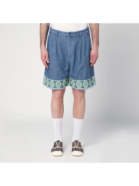 Lniane szorty Valentino casual niebieskie