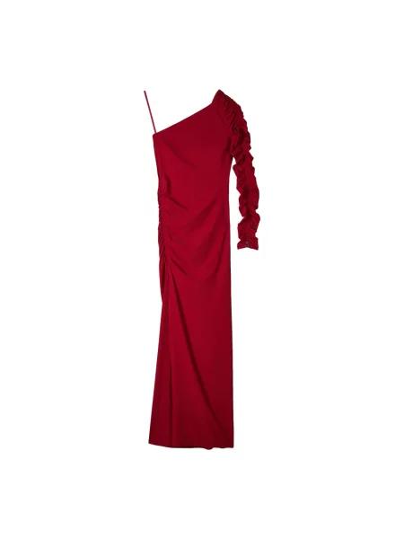 Maksi sukienka maxi Patrizia Pepe asymetryczna garniturowa czerwona