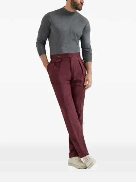 Vlněné pás kalhoty Brunello Cucinelli červené