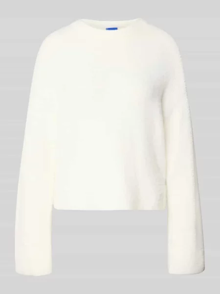 Sweter z dzianiny o kroju regular fit z wyhaftowanym logo model ‘SFURRYNA’ Hugo Blue biały