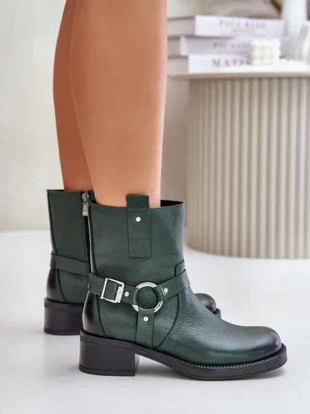 Usnjene čevlji do gležnjev Zazoo z nizko peto siva