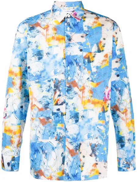 Риза Comme Des Garçons Shirt с принт синьо