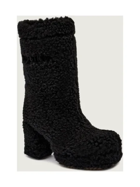 INUIKII De lână cizme cu CURLY HIGH cu adaos de piele | shearling negru