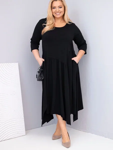 Rochie Kesi Włoski asimetrică negru