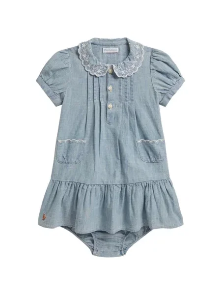 Sukienka mini dziecięca Polo Ralph Lauren niebieska