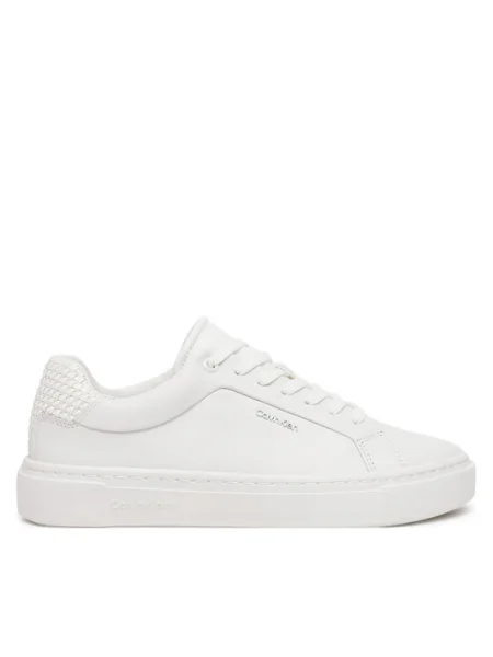 Кожени маратонки Calvin Klein CUPSOLE LACE UP WOVEN LTH бяло