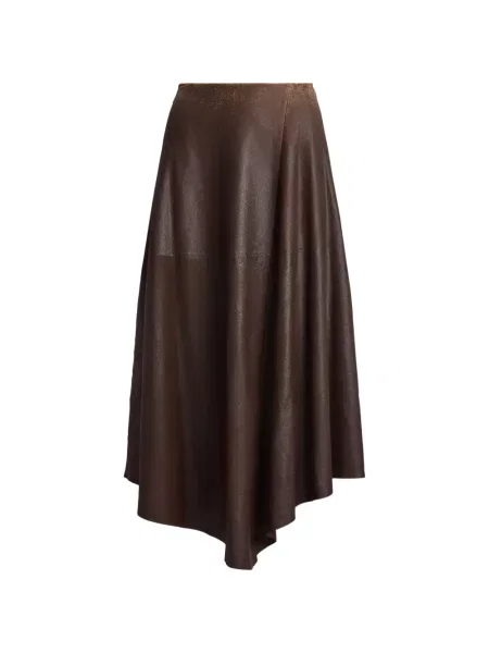 Fustă Ralph Lauren Collection asimetrică maro