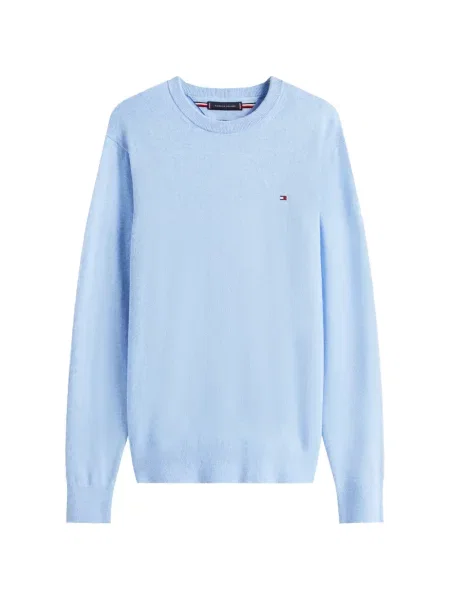 Pulover Tommy Hilfiger cu broderie cu decolteu rotund albastru