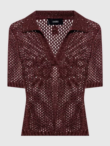 Ажурное поло Amiri в цветочек коричневое