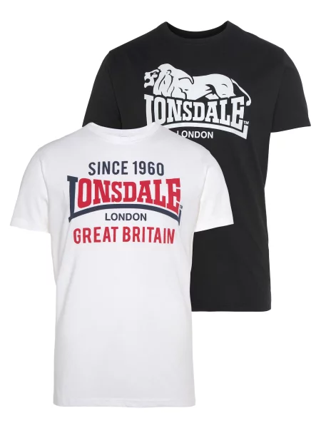 LONSDALE Póló piros / fekete / fehér szürke