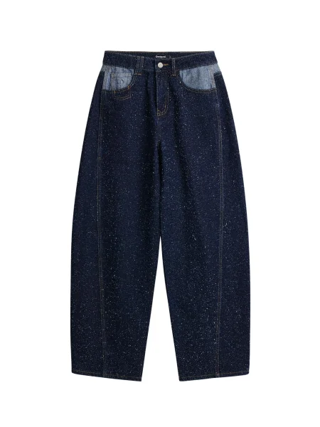 Desigual Džínsy tmavomodrá / zlatá žltá biela