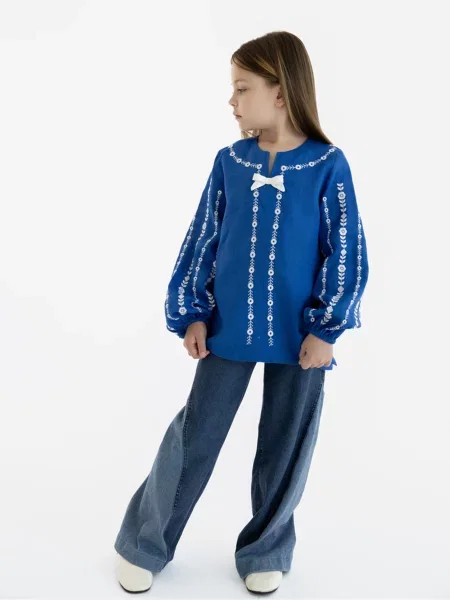 Детская рубашка Folk Moda синяя