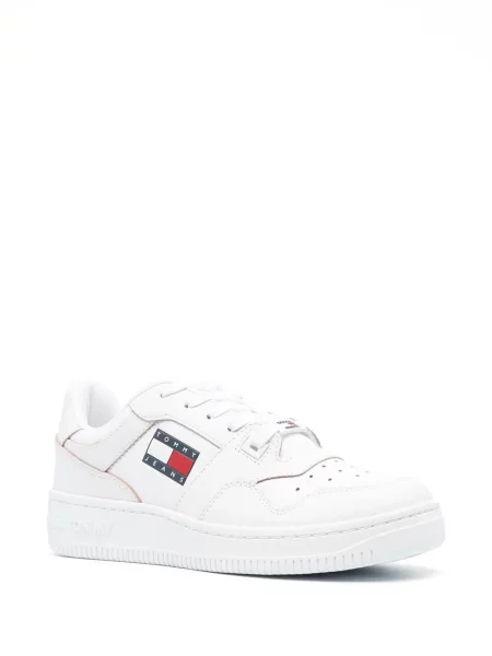 Sneakerși Tommy Hilfiger cu șireturi din dantelă cu autograf alb