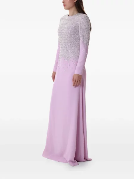 Rochie maxi Dina Melwani de cristal roz