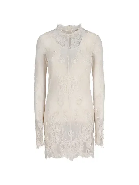 Siuvinėtas nėriniuotas suknele Blumarine balta