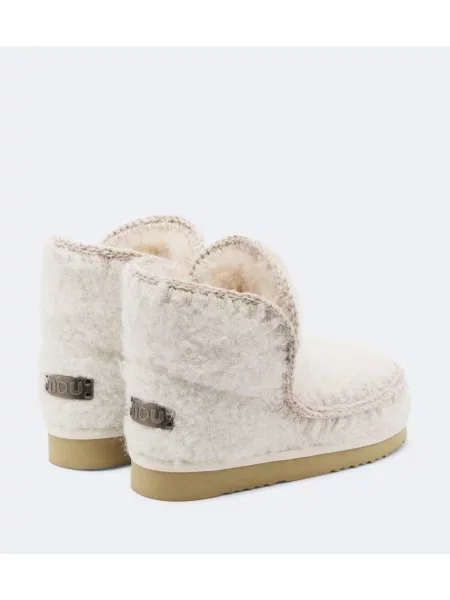 Cizme scurte Mou din piele de oaie alb