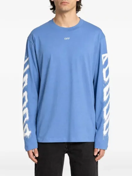 Lung tricou Off-white cu imagine alb