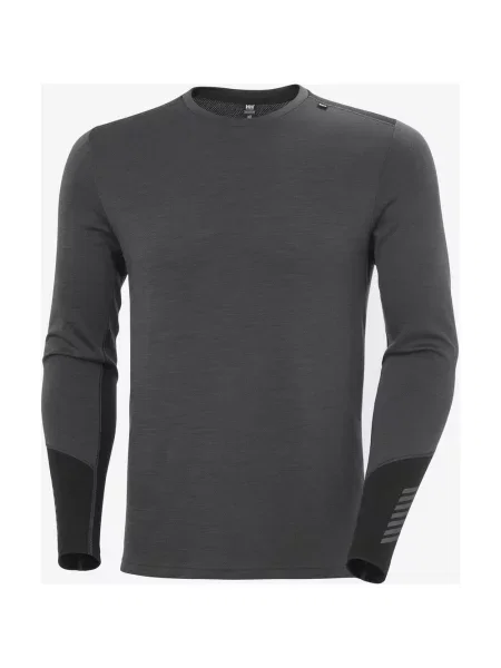 Koszulka termiczna damska Helly Hansen Lifa Merino Midweight Crew z długim rękawem ciemnoszary S czarny