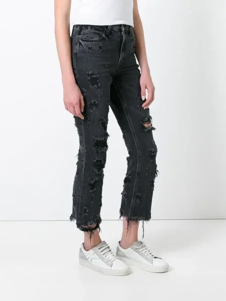 Ošišano traperice Alexander Wang s izlizanim efektom crna