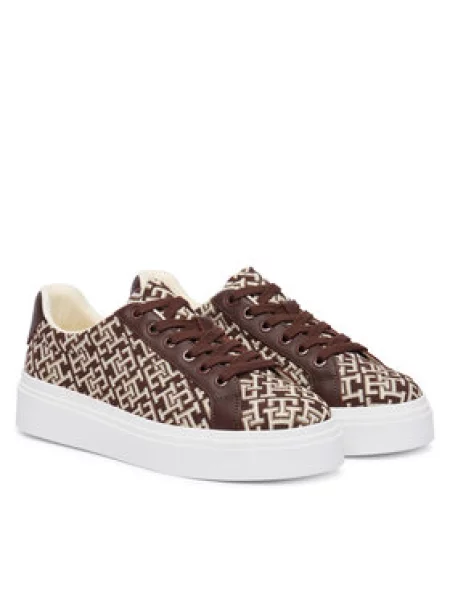 Tenisice Tommy Hilfiger Chic Platform Monogram smeđa