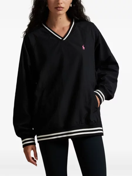 Tricou polo Polo Ralph Lauren cu dungi cu două rânduri de nasturi cu aplicații negru