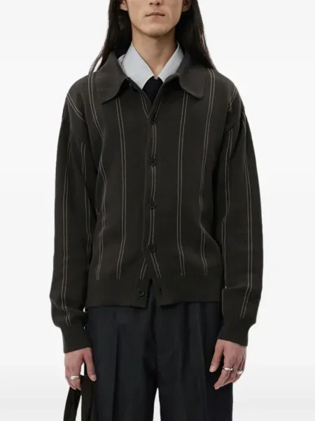 С яка на тънки райета жилетка Mfpen кафяво