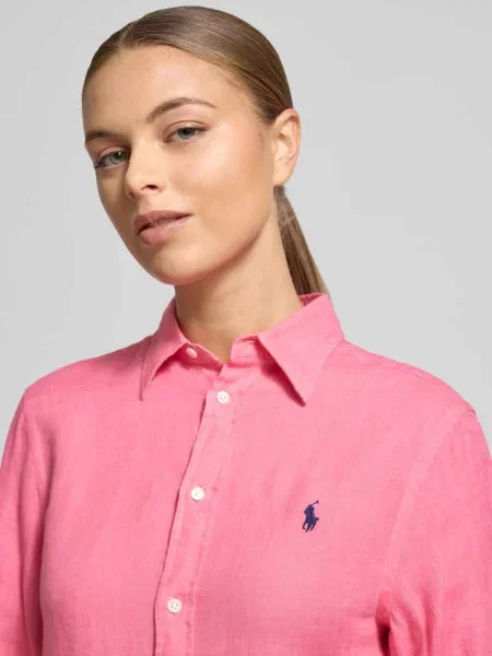 Polo Ralph Lauren Bluzki i koszule Kobieta M Len Linen Straight-Cut Shirt różowy