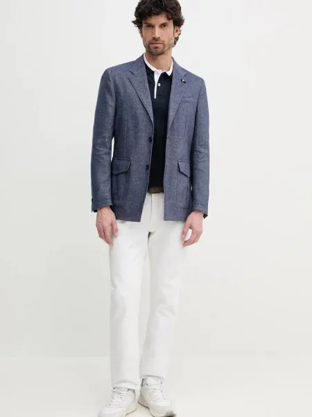 Tommy Hilfiger marynarka lniana granatowy