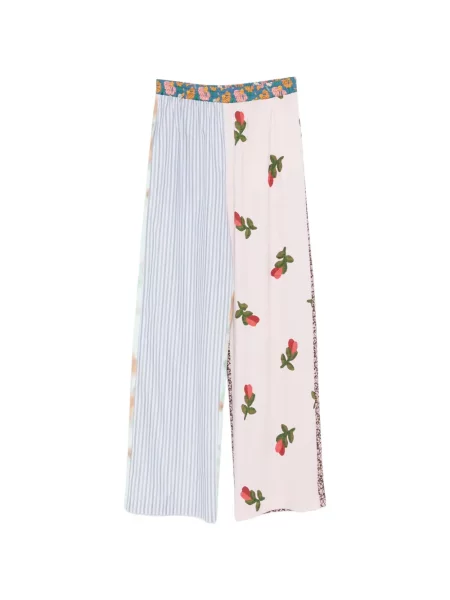 Pantaloni palazzo Moschino cu model floral cu imagine roz