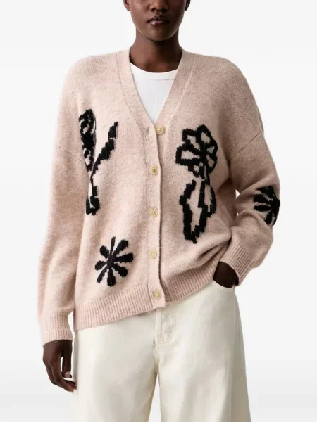 Cardigan Scotch & Soda cu model floral tricotate roz