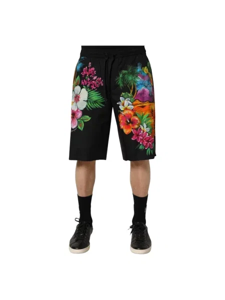 Bermudy Dolce And Gabbana w tropikalny nadruk czarne