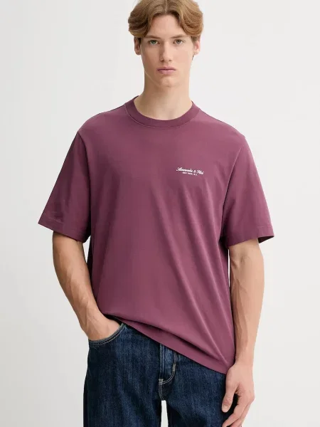 Тениска Abercrombie & Fitch лилаво с принт виолетово