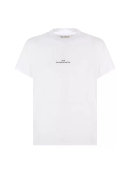 Koszulka Maison Margiela z logo z krótkim rękawem z dekoltem w kształcie litery U biała