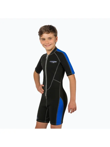 Детски неопренов костюм за плуване Cressi Lido Shorty 2 mm black/blue черно