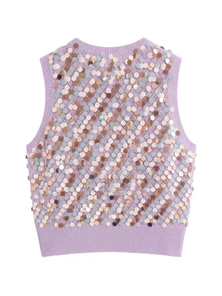 Pulover Zankov cu paiete fără mâneci violet