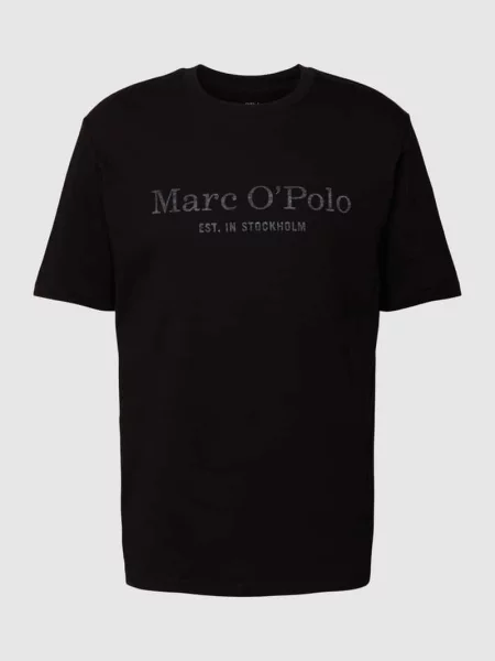 T-shirt z nadrukiem z napisem i logo czarna