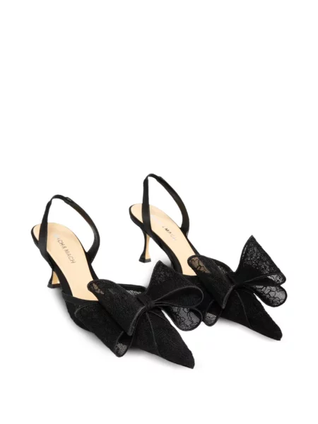 Pantofi cu toc Mach & Mach din dantelă slingback negru