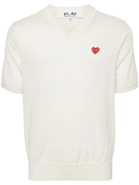 Pulover Comme Des Garcons Play de lână cu motiv cu inimi alb