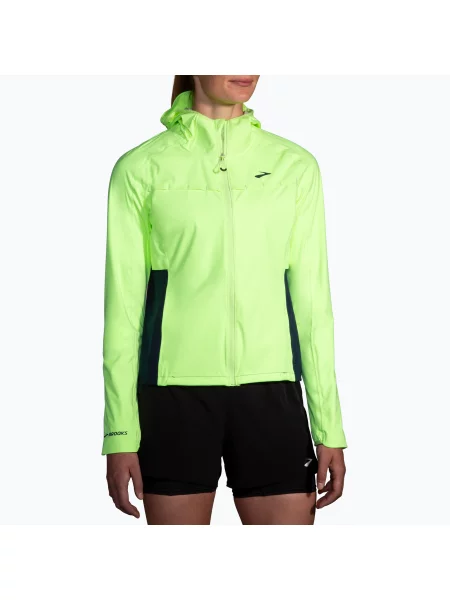 Běžecká bunda Brooks High Point Waterproof lime/navy zelená