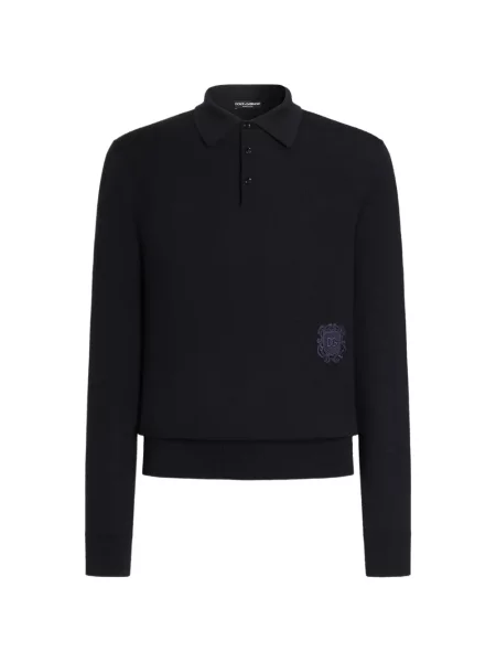 Tricou polo Dolce & Gabbana de lână negru