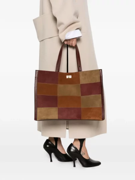 Τσάντα shopper Anya Hindmarch σουέτ καφέ