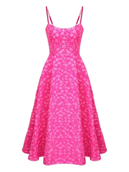 Rochie midi Post Meridiem din jacard până la genunchi de costum roz