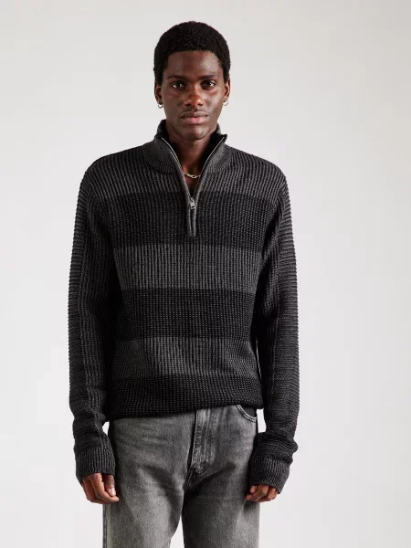 JACK & JONES Sveter JJHugo antracitová čierna